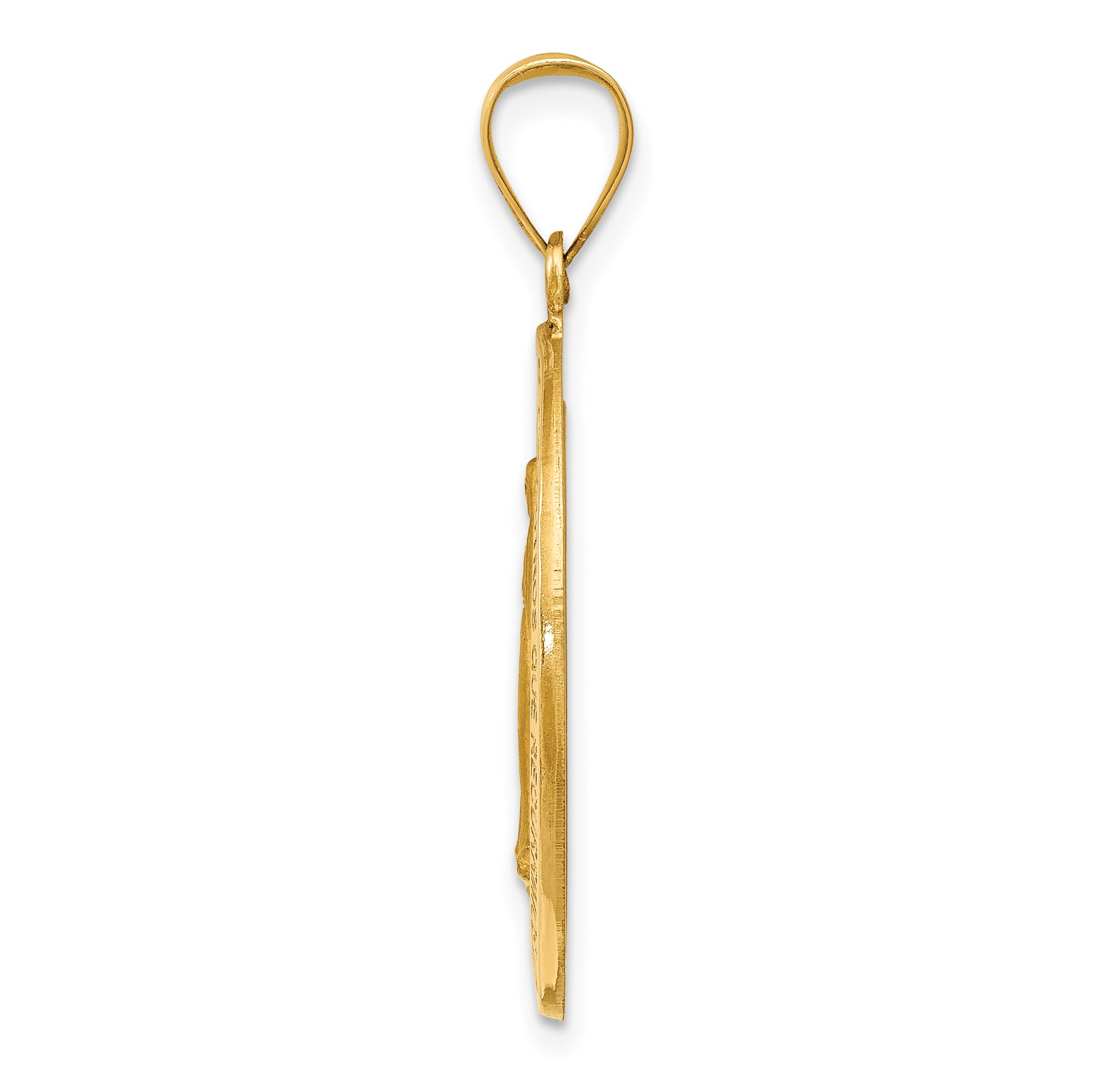 14K Polished and Satin Hollow Spanish Miraculous Medal Pendant