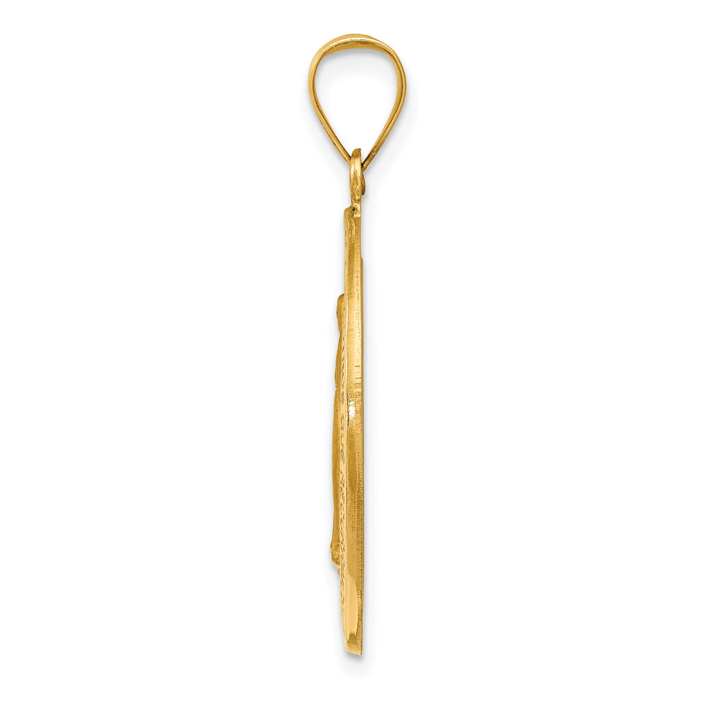 14K Polished and Satin Hollow Spanish Miraculous Medal Pendant
