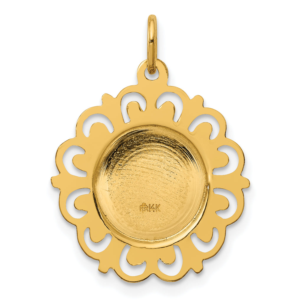 14K Polished and Satin Spanish Guardian Angel Medal Pendant