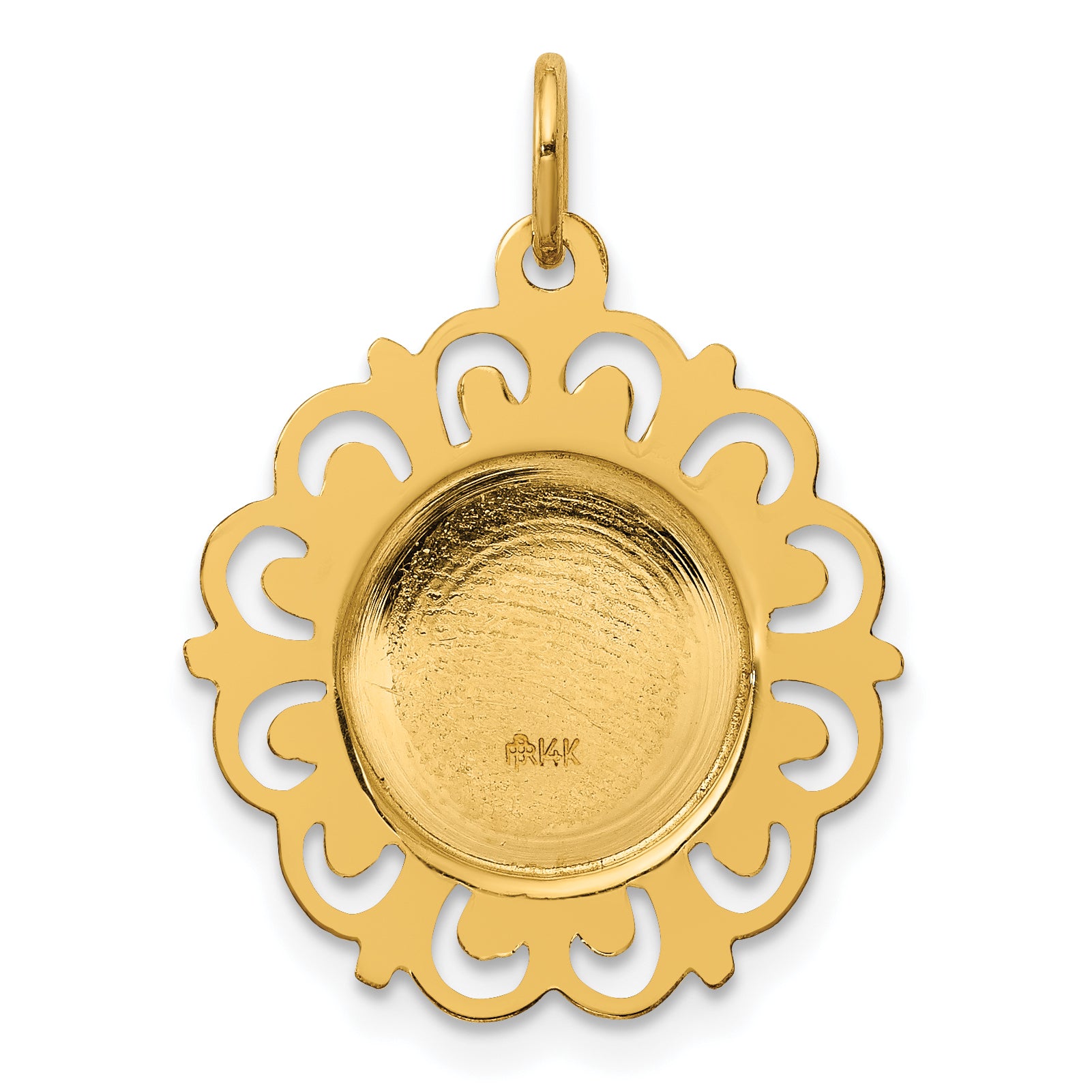 14K Polished and Satin Spanish Guardian Angel Medal Pendant