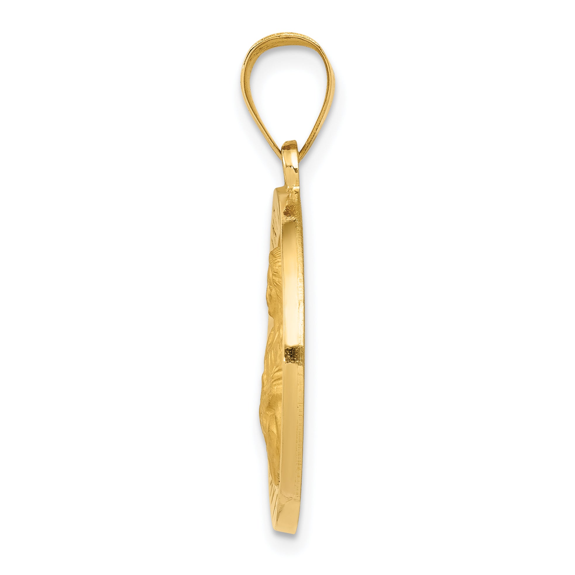 14K Polished & Satin St. Agatha Hollow Medal Pendant Secondary image