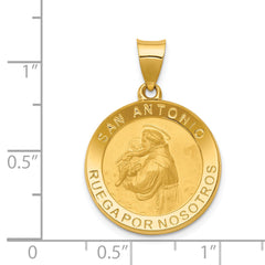 14K Polished & Satin Hollow Spanish St. Anthony Medal Pendant