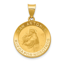 14K Polished/Satin Hollow Spanish St. Anthony Medal Pendant