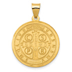 14K Polished & Satin St. Benedict Reversible Hollow Medal