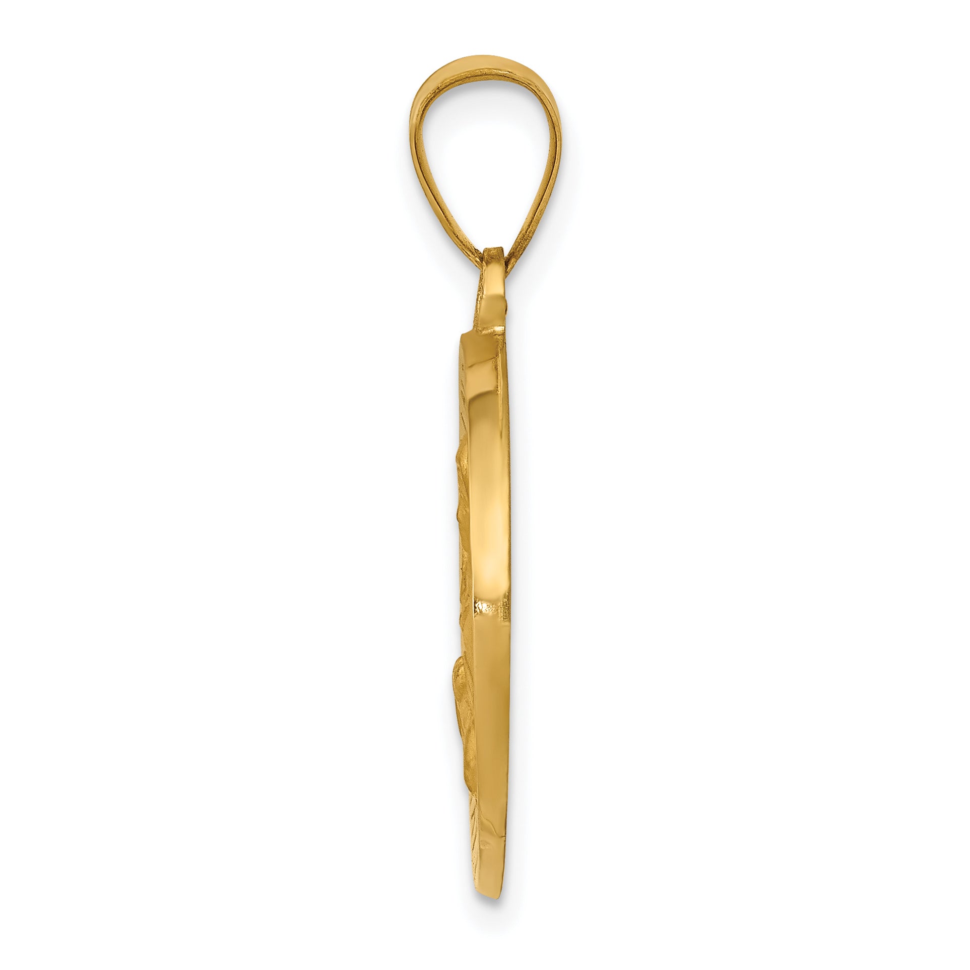 14K Polished & Satin St. Cecilia Hollow Medal Pendant