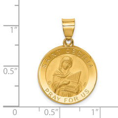 14K Polished & Satin St. Cecilia Hollow Medal Pendant