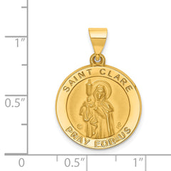 14K Polished & Satin St. Clare Hollow Medal Pendant