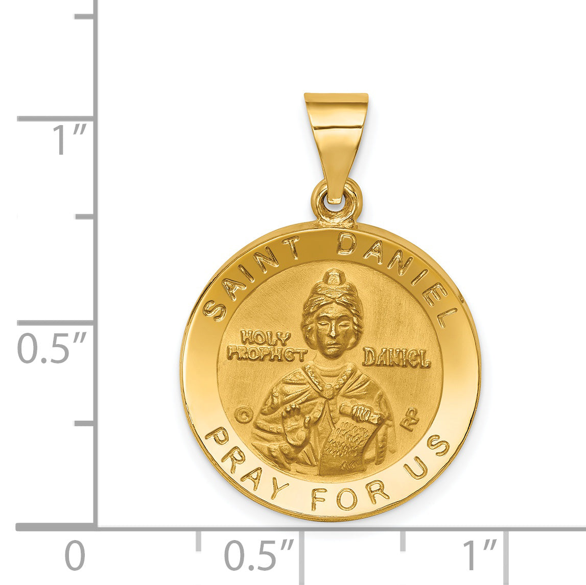 14K Polished & Satin St. Daniel Hollow Medal Pendant