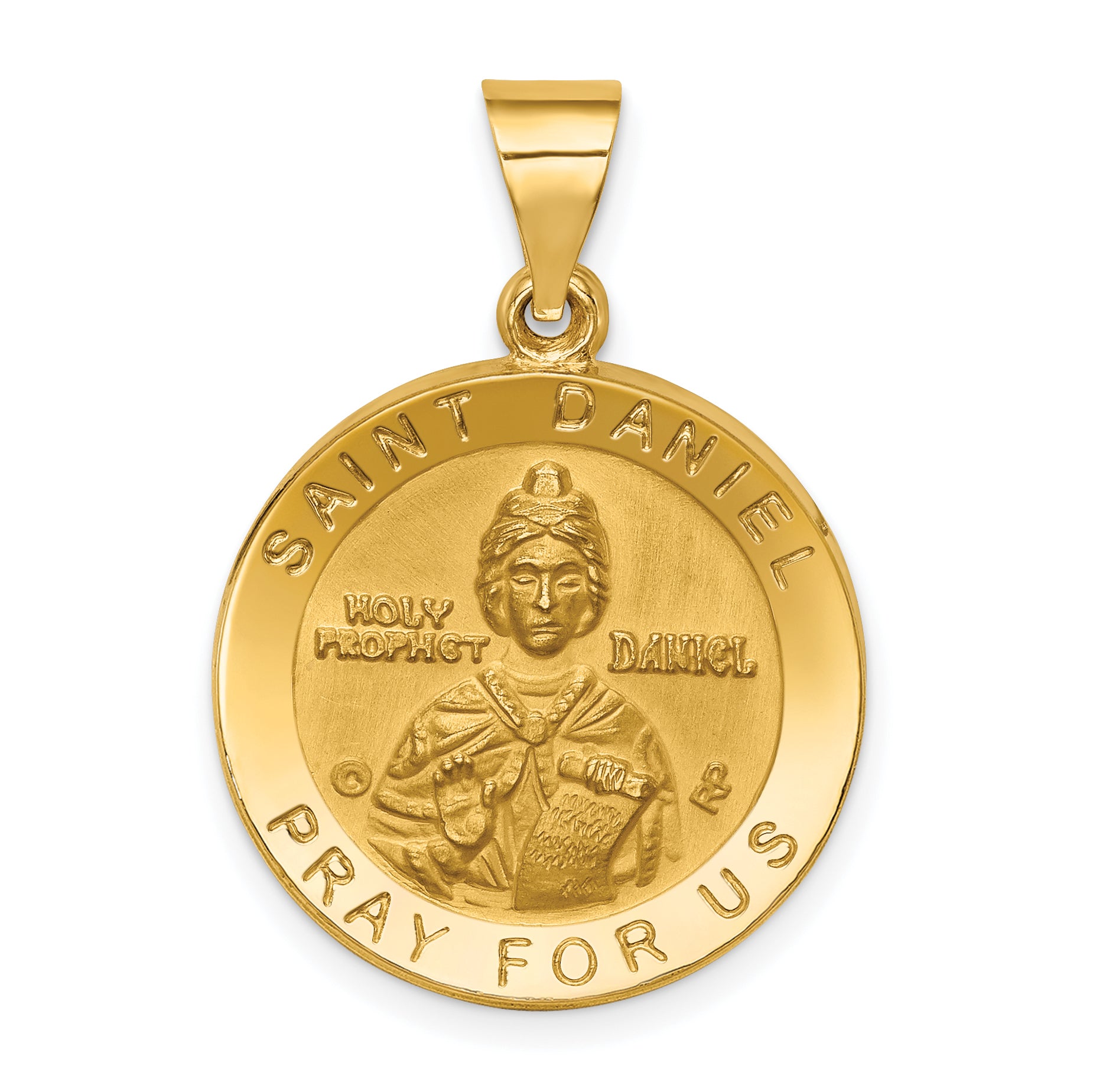 14K Polished/Satin St. Daniel Hollow Medal Pendant Main image