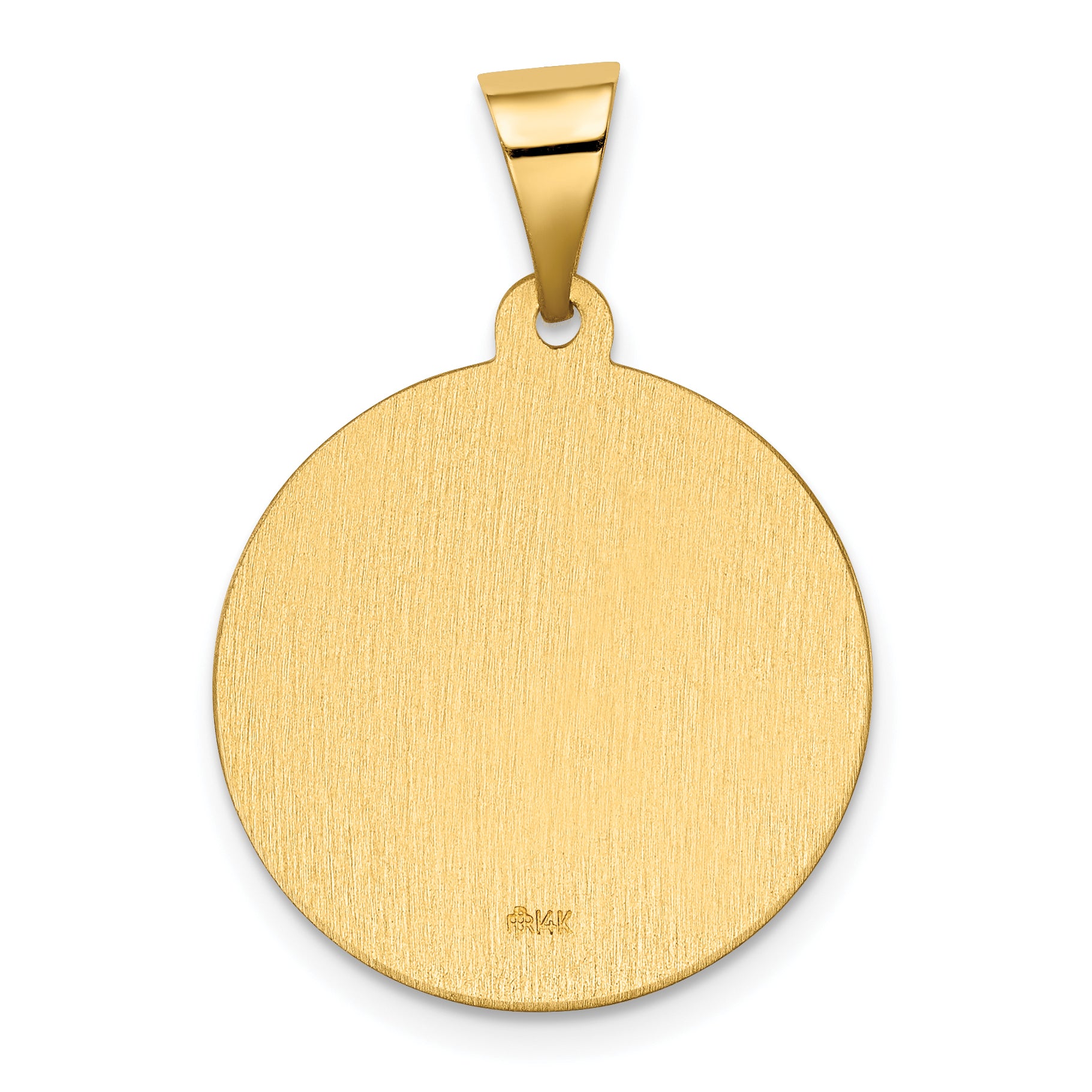 14K Polished & Satin Hollow Spanish St. Gabriel Medal Pendant