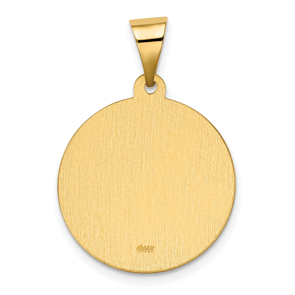 14K Polished & Satin Hollow Spanish St. Gabriel Medal Pendant