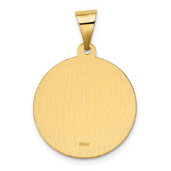 14K Polished & Satin Hollow Spanish St. Gabriel Medal Pendant