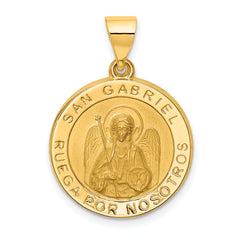 14K Polished/Satin Hollow Spanish St. Gabriel Medal Pendant