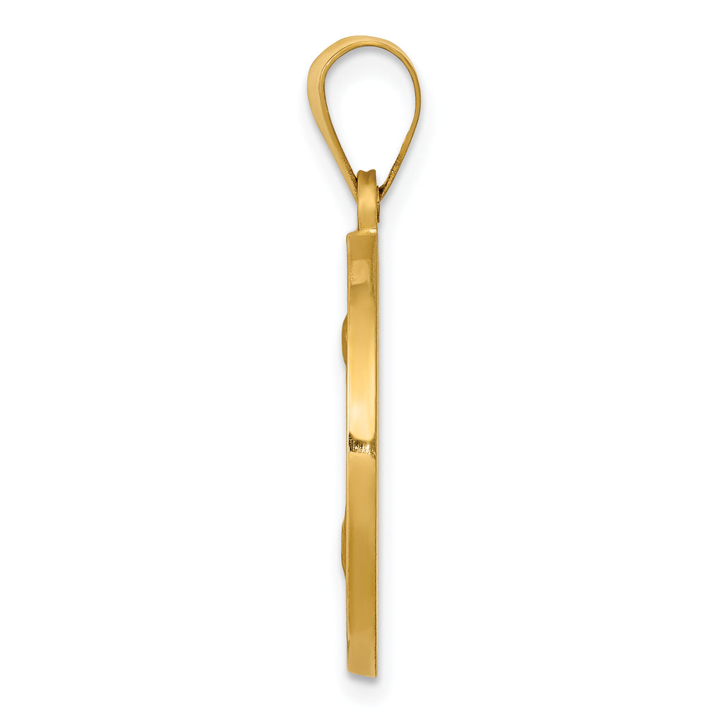 14K Polished & Satin Hollow Spanish St. Joseph Medal Pendant
