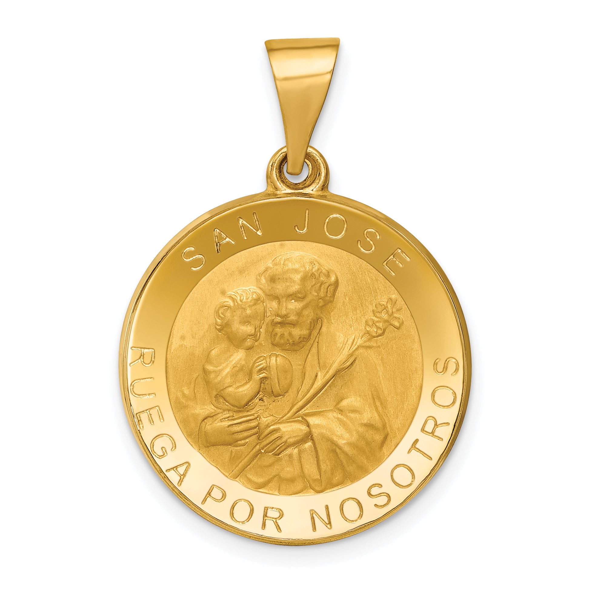 14K Polished/Satin Hollow Spanish San Jose Medal Pendant Main image