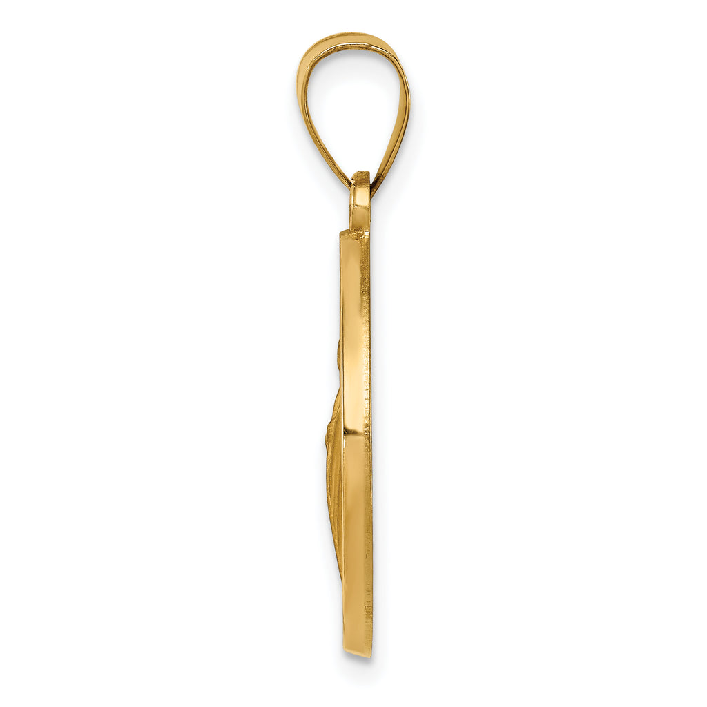 14K Polished & Satin Hollow Spanish St. Jude Thaddeus Medal Pendant