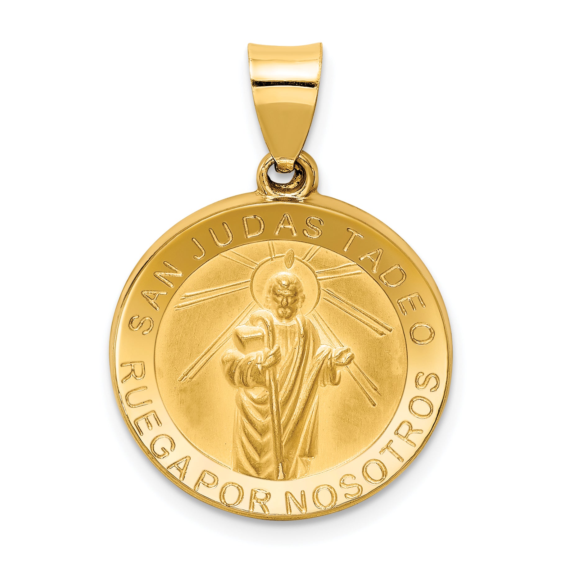 14K Polished / Satin Hollow Spanish St. Jude Thaddeus Medal Main image