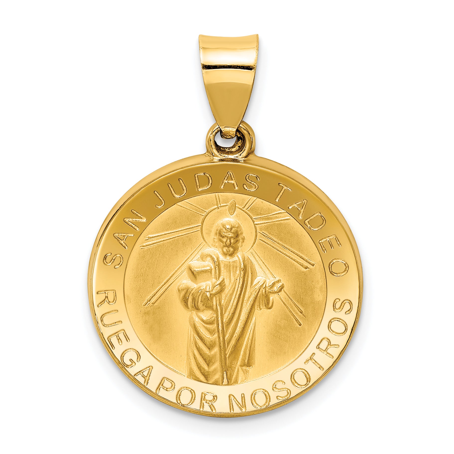 14K Polished / Satin Hollow Spanish St. Jude Thaddeus Medal