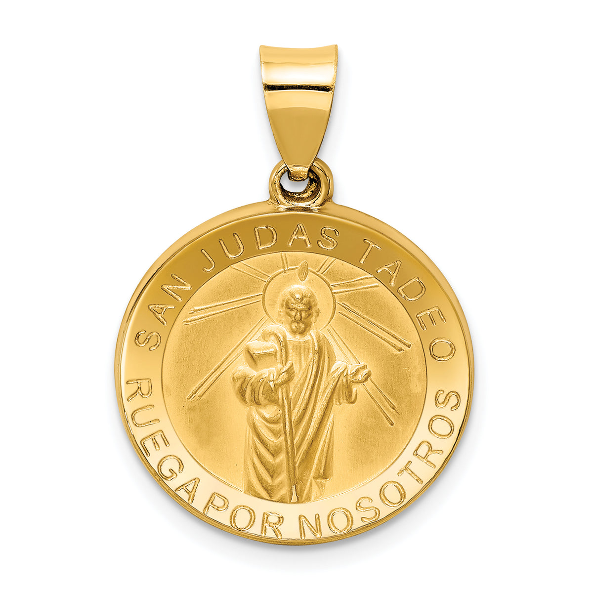 14K Polished / Satin Hollow Spanish St. Jude Thaddeus Medal