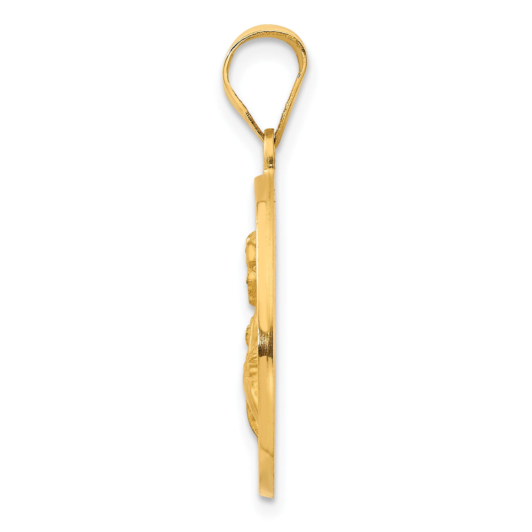 14K Polished & Satin St. Maria Goretti Hollow Medal Pendant