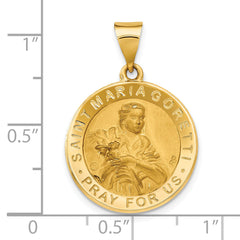 14K Polished & Satin St. Maria Goretti Hollow Medal Pendant