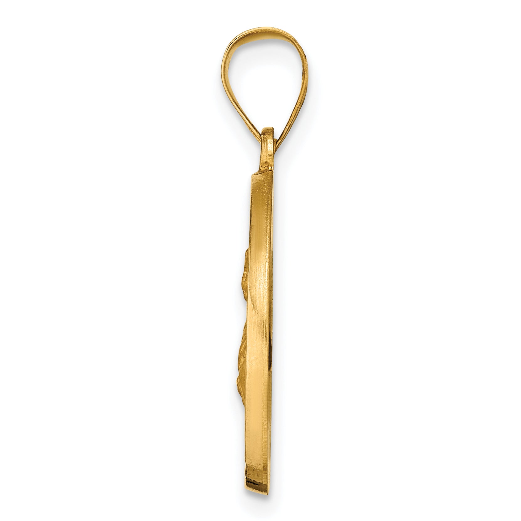 14K Polished & Satin Hollow Spanish St. Lucy Medal Pendant