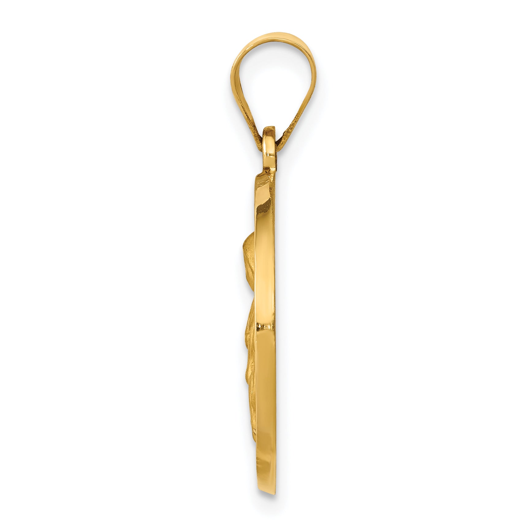 14K Polished & Satin St. Rita Hollow Medal Pendant