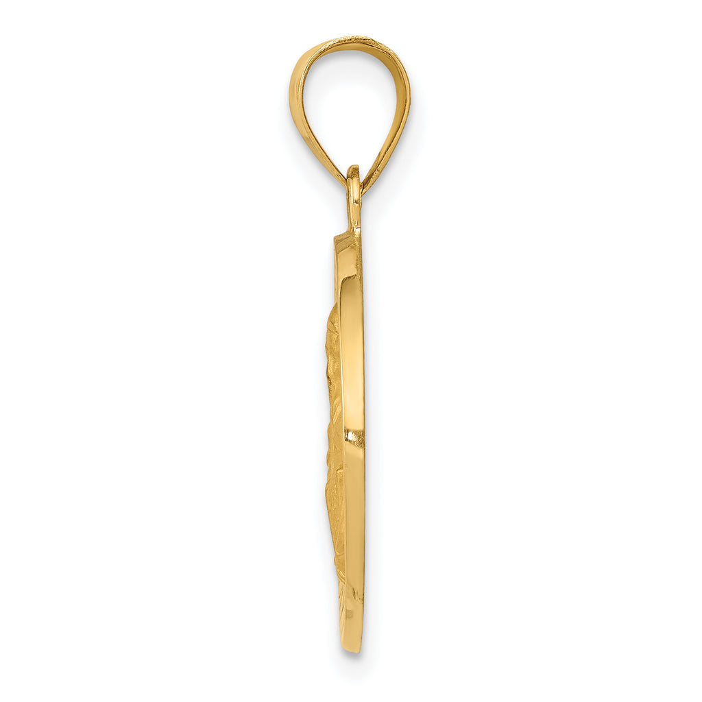 14K Polished & Satin St. Vincent Hollow Medal Pendant