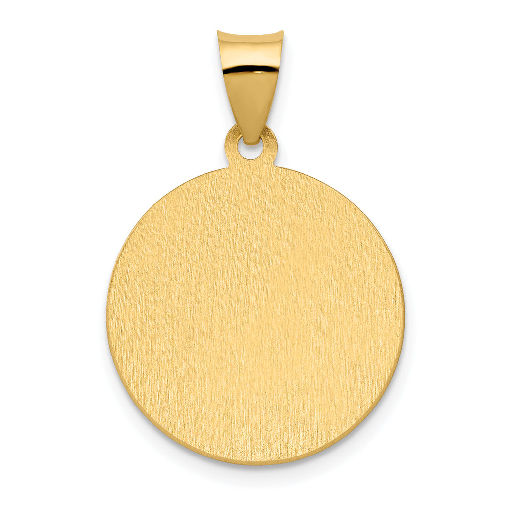 14K Polished & Satin St. Vincent Hollow Medal Pendant