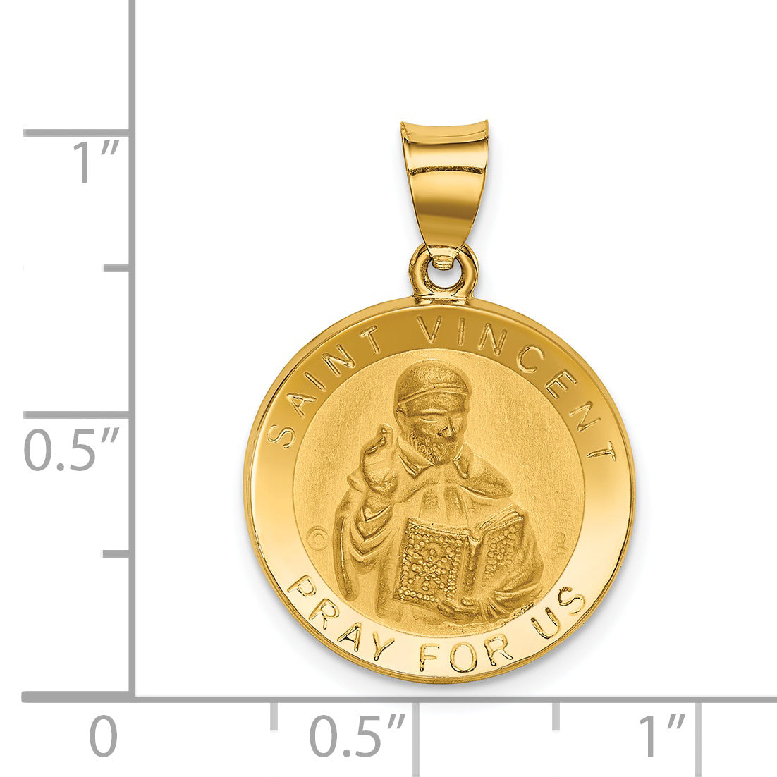 14K Polished & Satin St. Vincent Hollow Medal Pendant