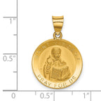 14K Polished & Satin St. Vincent Hollow Medal Pendant