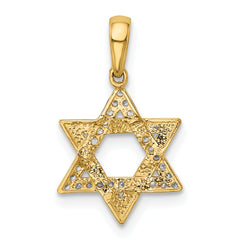 14K Polished CZ Star of David Pendant