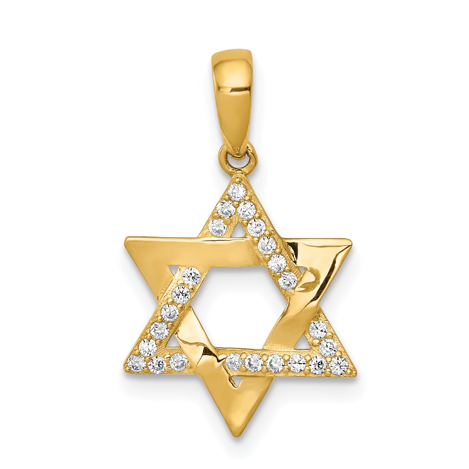 14k Polished CZ Star of David Pendant