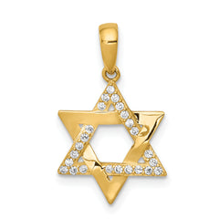 14k Polished CZ Star of David Pendant