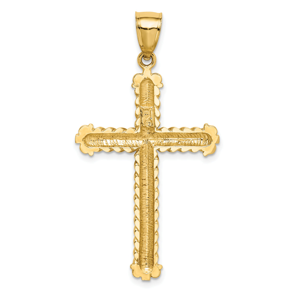 14K Diamond-cut Cross Pendant