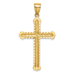 14K Diamond-cut Cross Pendant