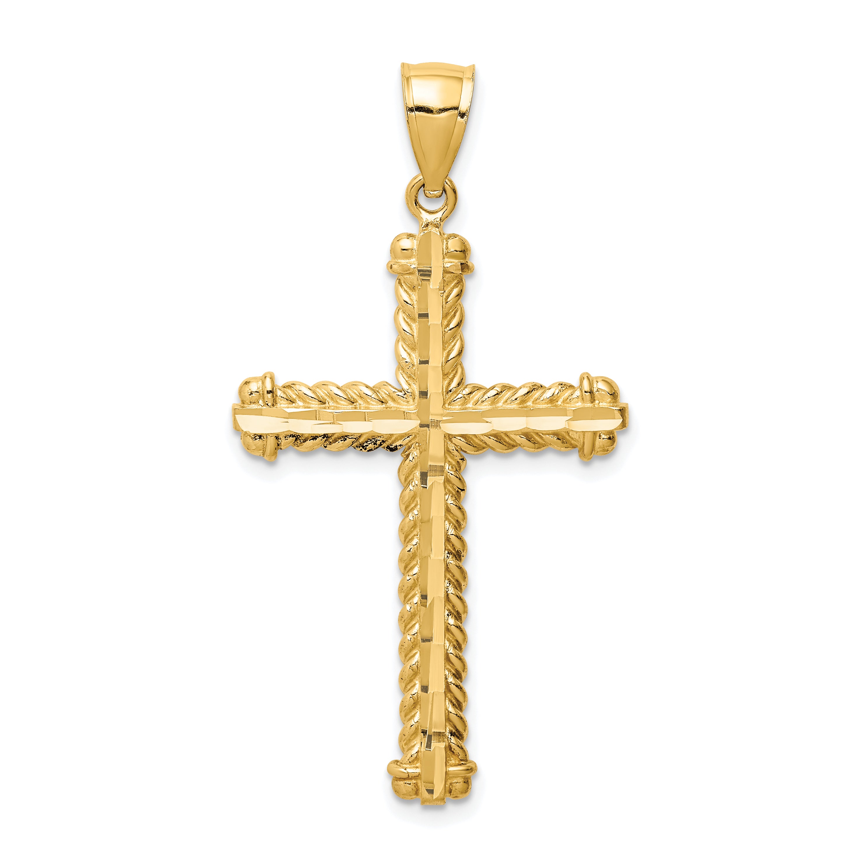 14K Diamond-cut Cross Pendant