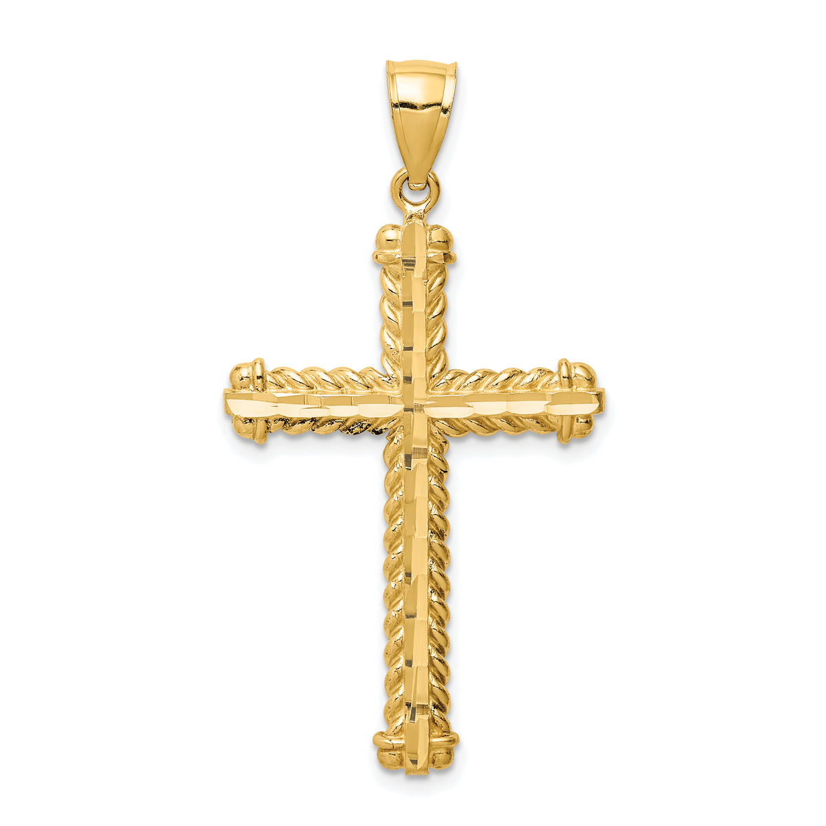 14K Diamond-cut Cross Pendant