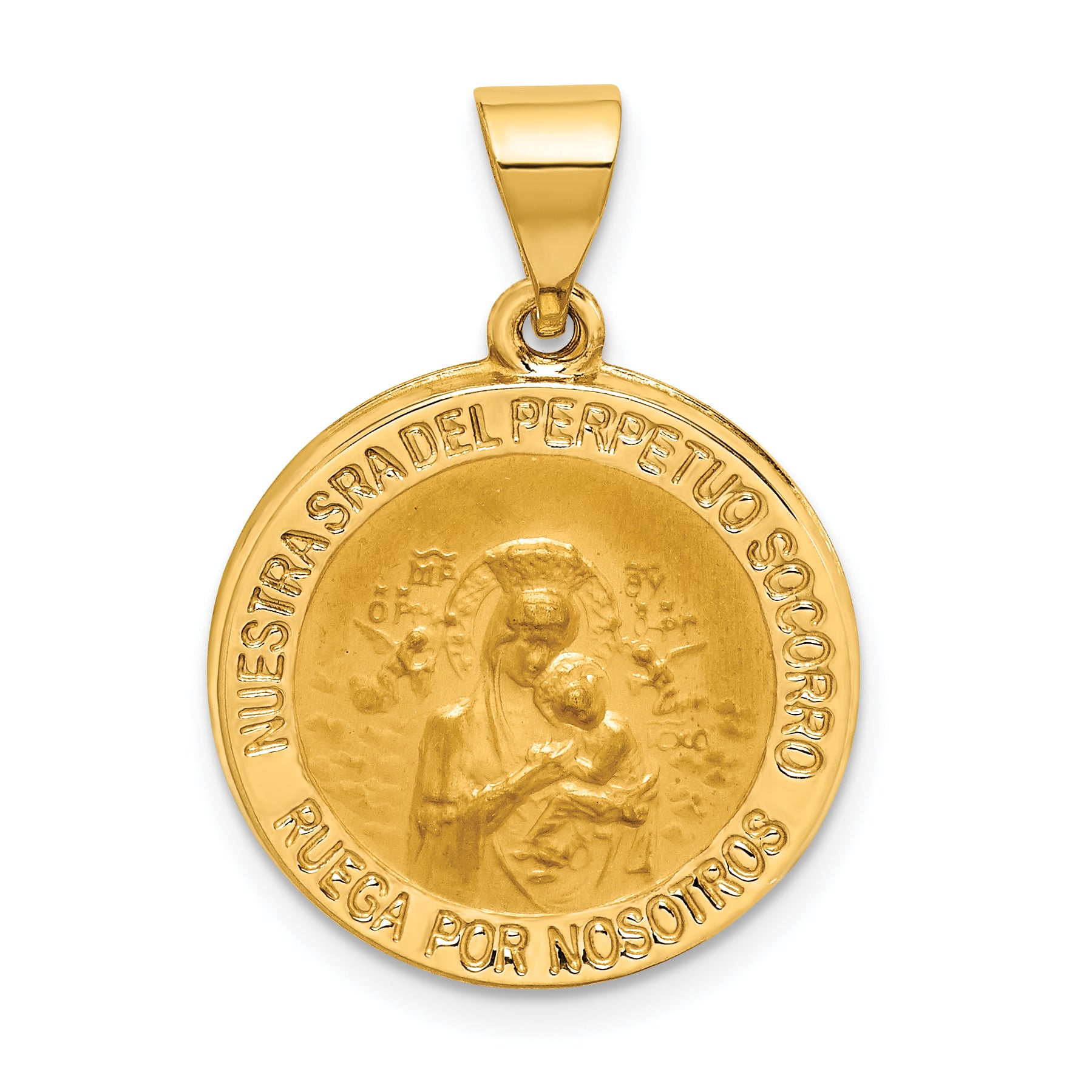 14K Hollow Polished/Satin Spanish Perpetuo Socorro Medal Main image