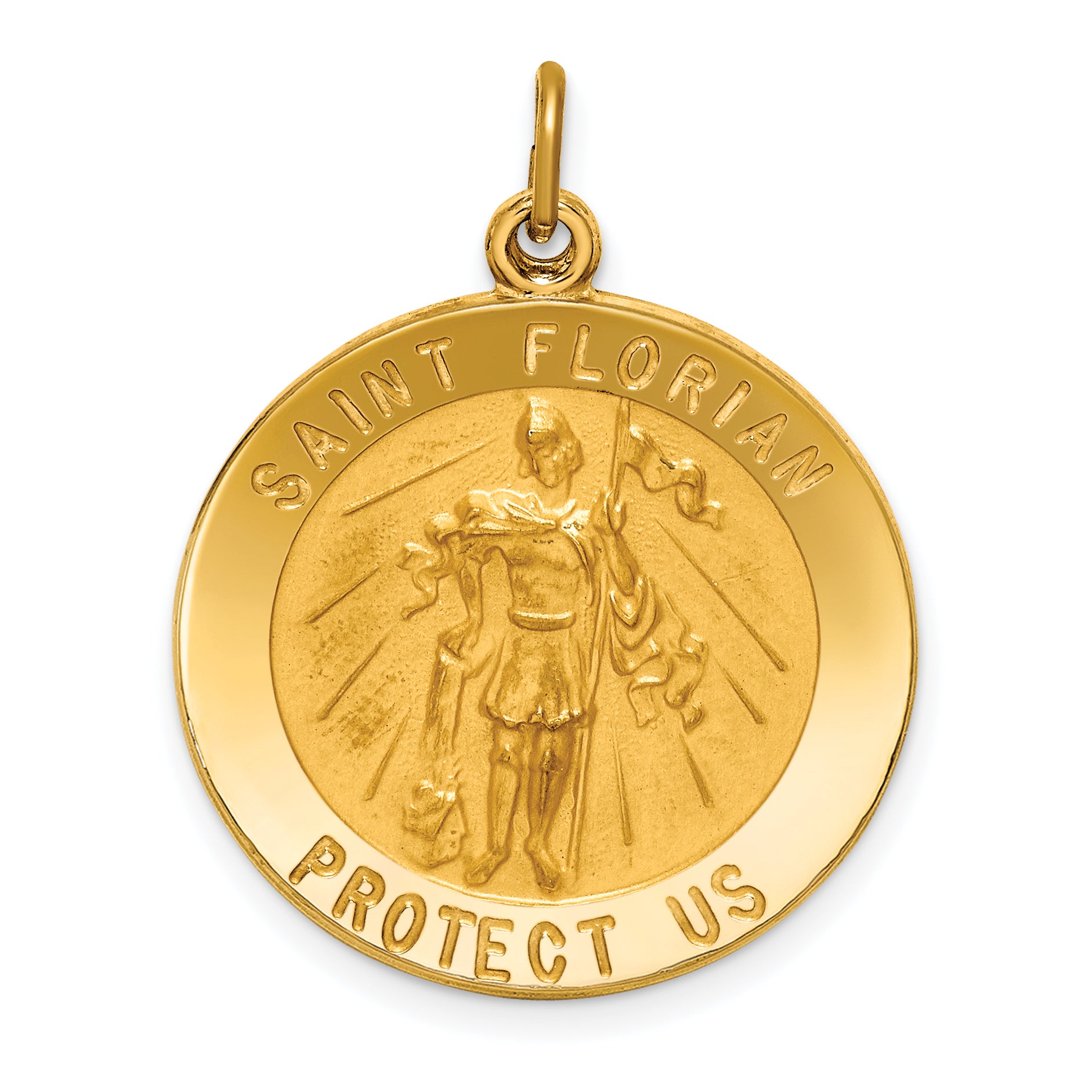 14k Solid Polished/Satin Round St. Florian Medal Main image
