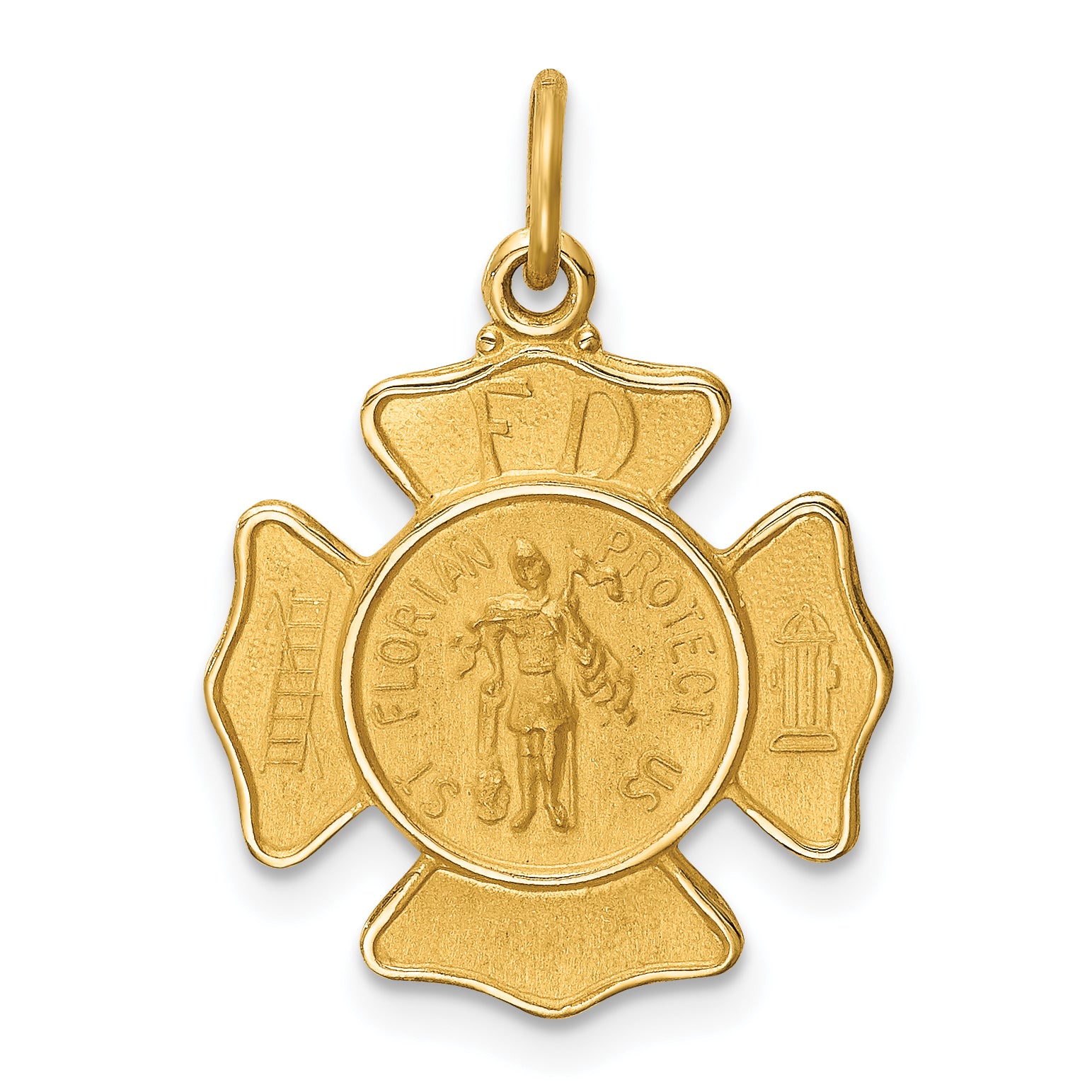 14k Solid Polished/Satin Small St. Florian Fire Dept. Badge Medal Main image