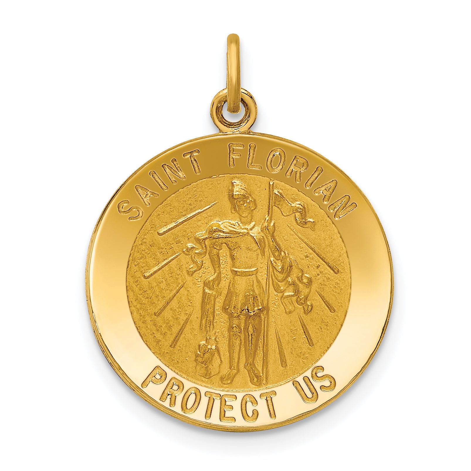 14k Solid Polished/Satin Medium St. Florian Medal Main image