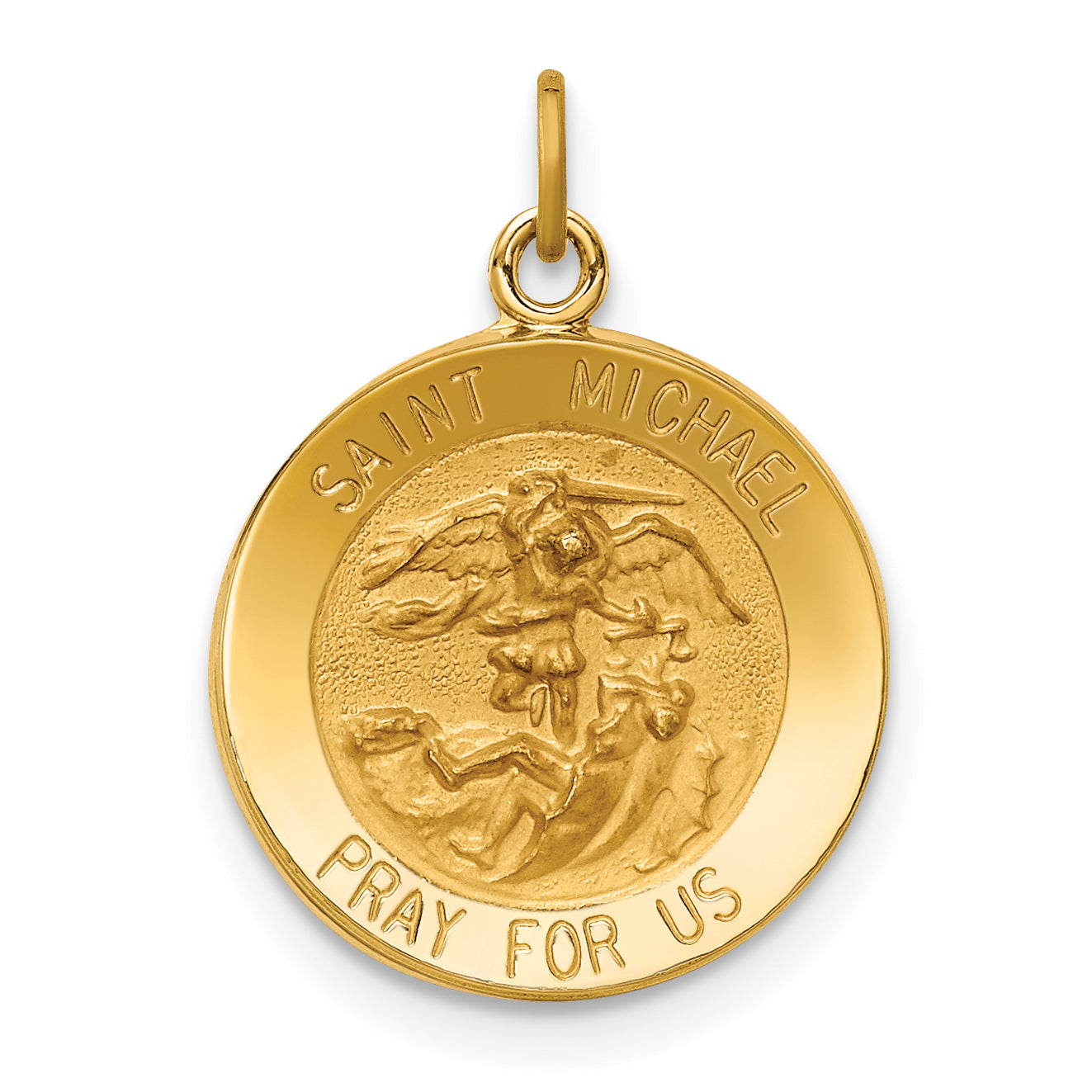 14k Solid Polished/Satin Small Round St. Michael Medal Main image