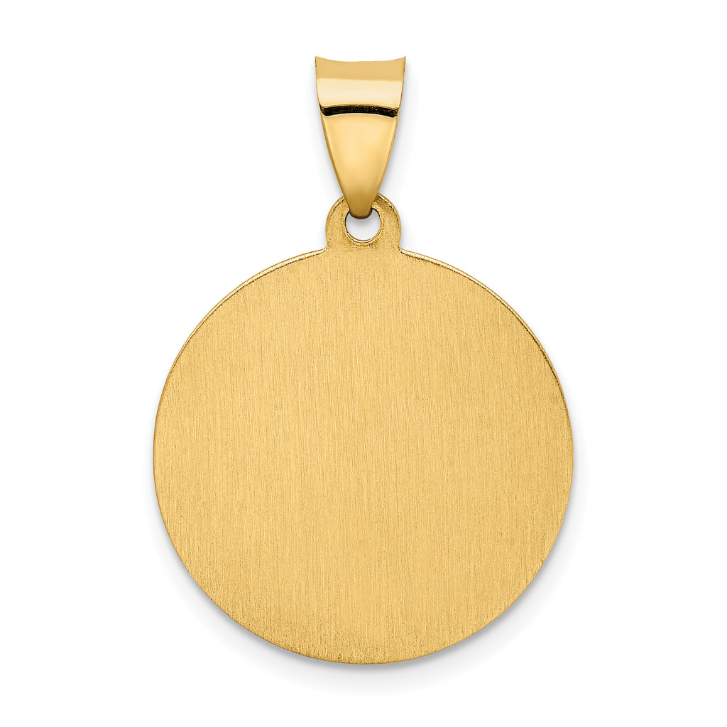 14k Hollow Polished/Satin Round Spanish San Miguel Medal