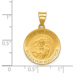 14k Hollow Polished/Satin Round Spanish San Miguel Medal