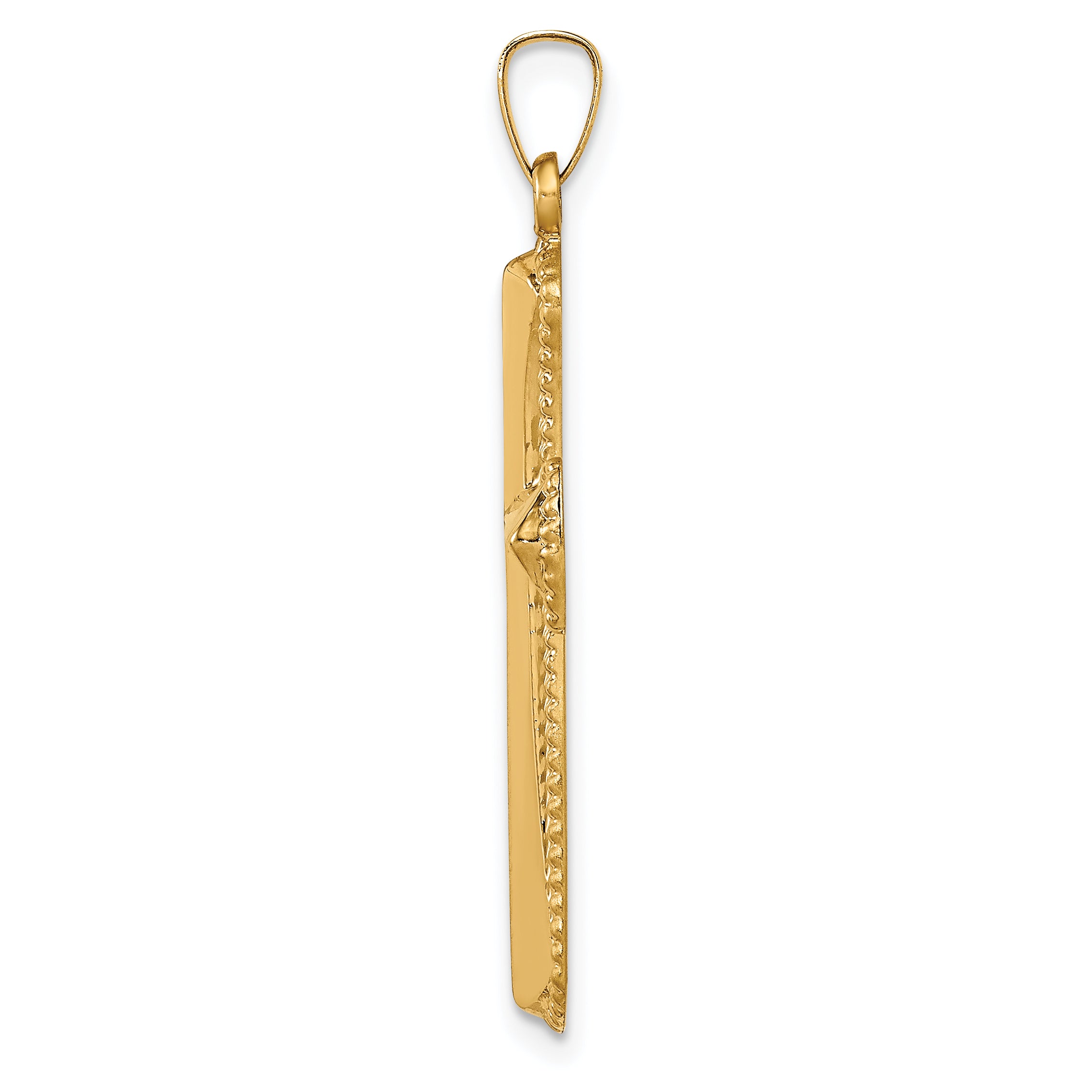 14k Hollow Polished Beaded Edge Cross Secondary image