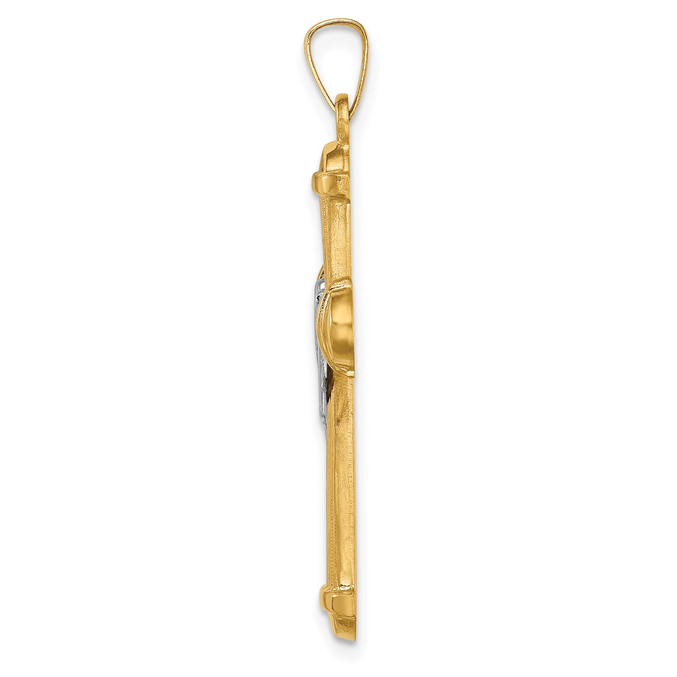 14k Two-tone Hollow Polished Draped Cross Secondary image