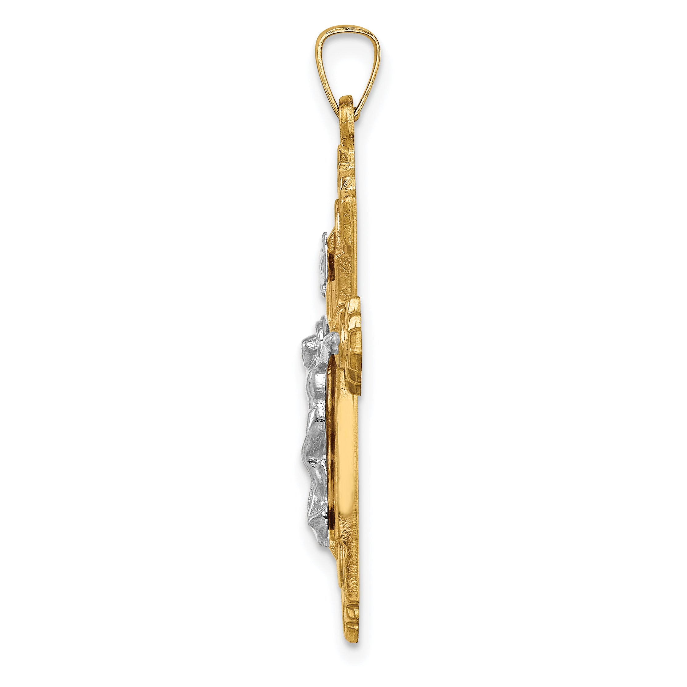 14k Two-tone Hollow Polished Fleur de Lis Crucifix Secondary image