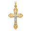 14k Two-tone Hollow Polished Fleur de Lis Crucifix