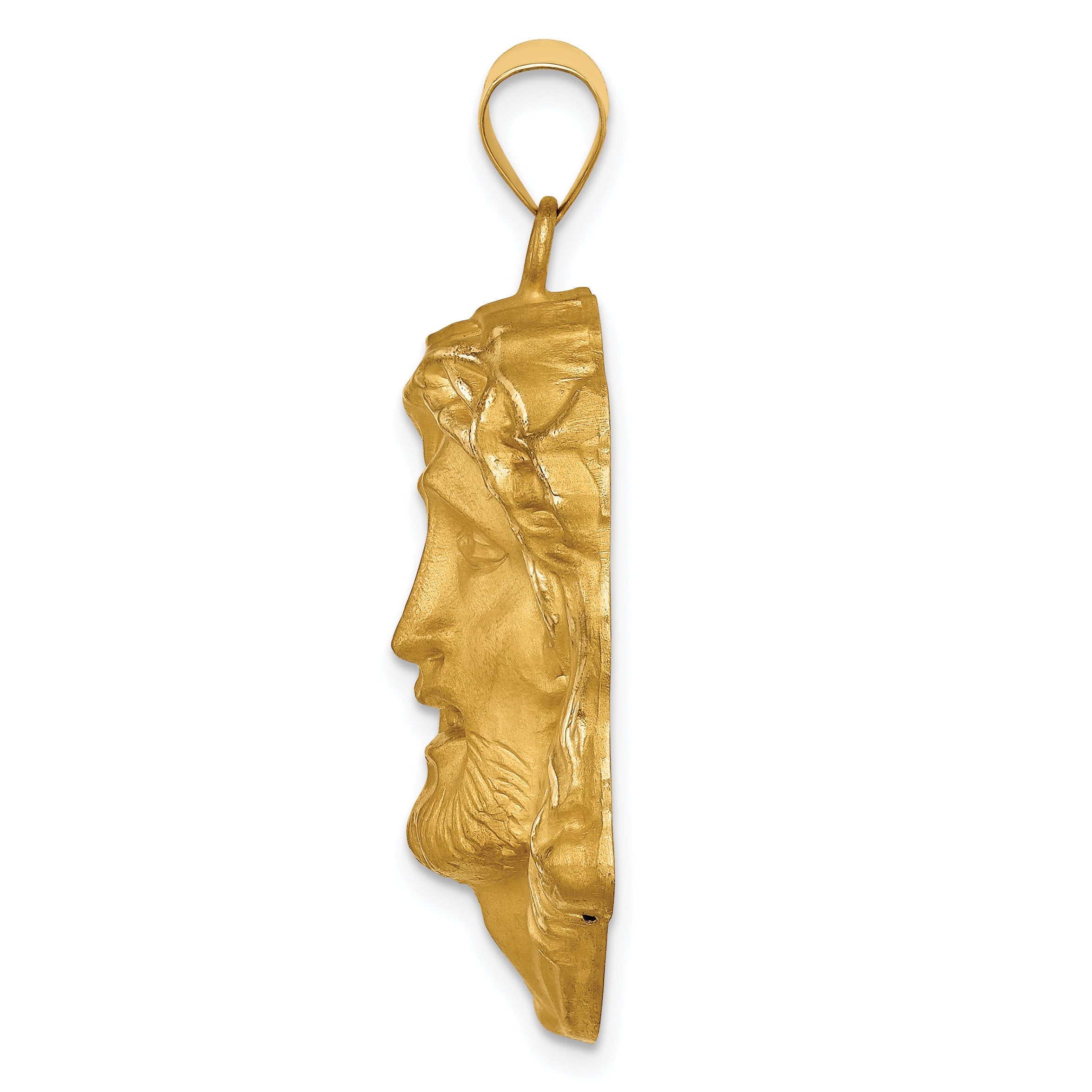 14k Hollow Polished/Satin Large Jesus Medal Secondary image